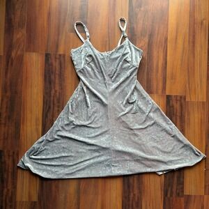 Calvin Klein Velvet Spaghetti Strap Mini Dress Silver Size 6